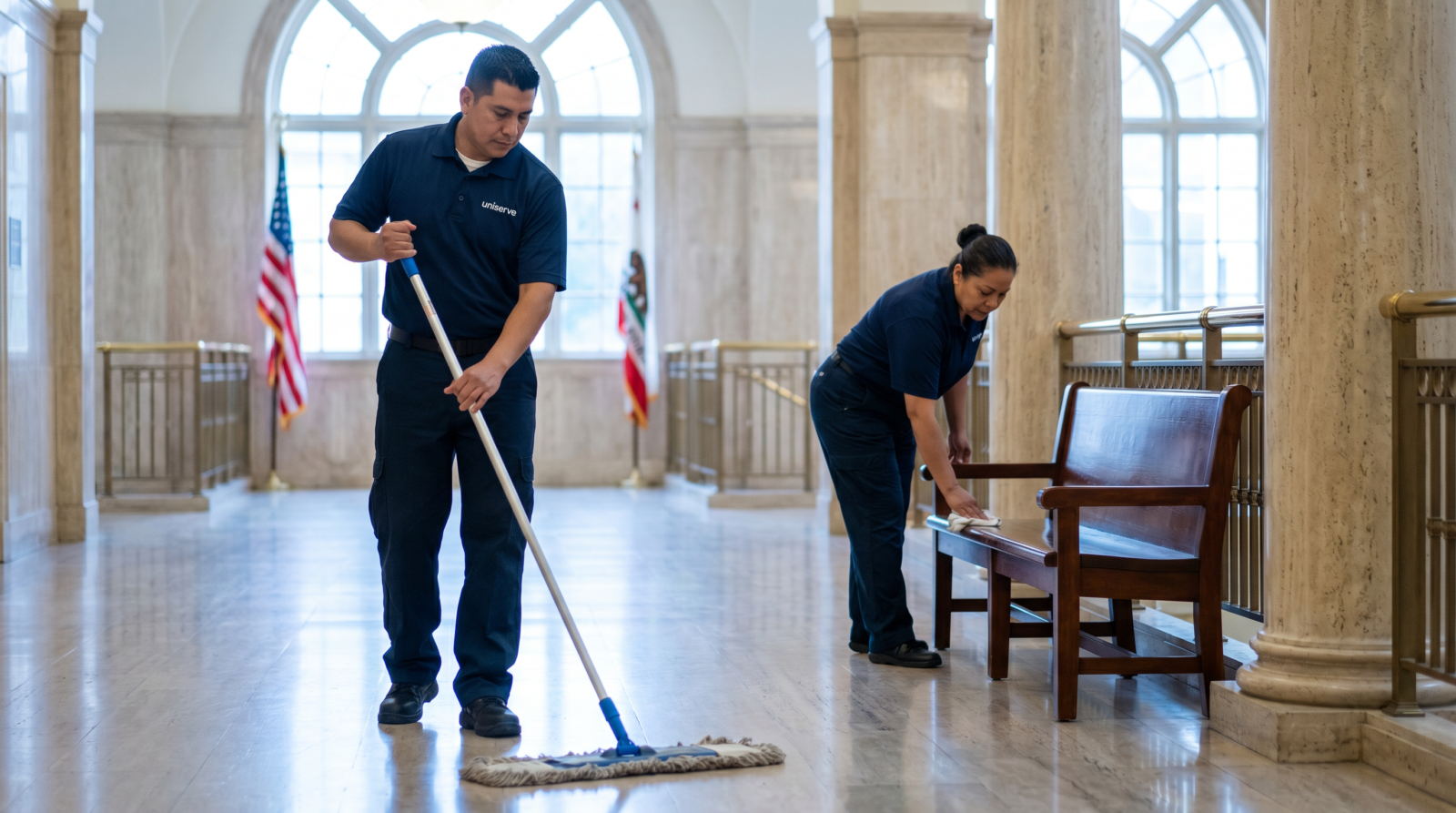 dust mopping courthouse