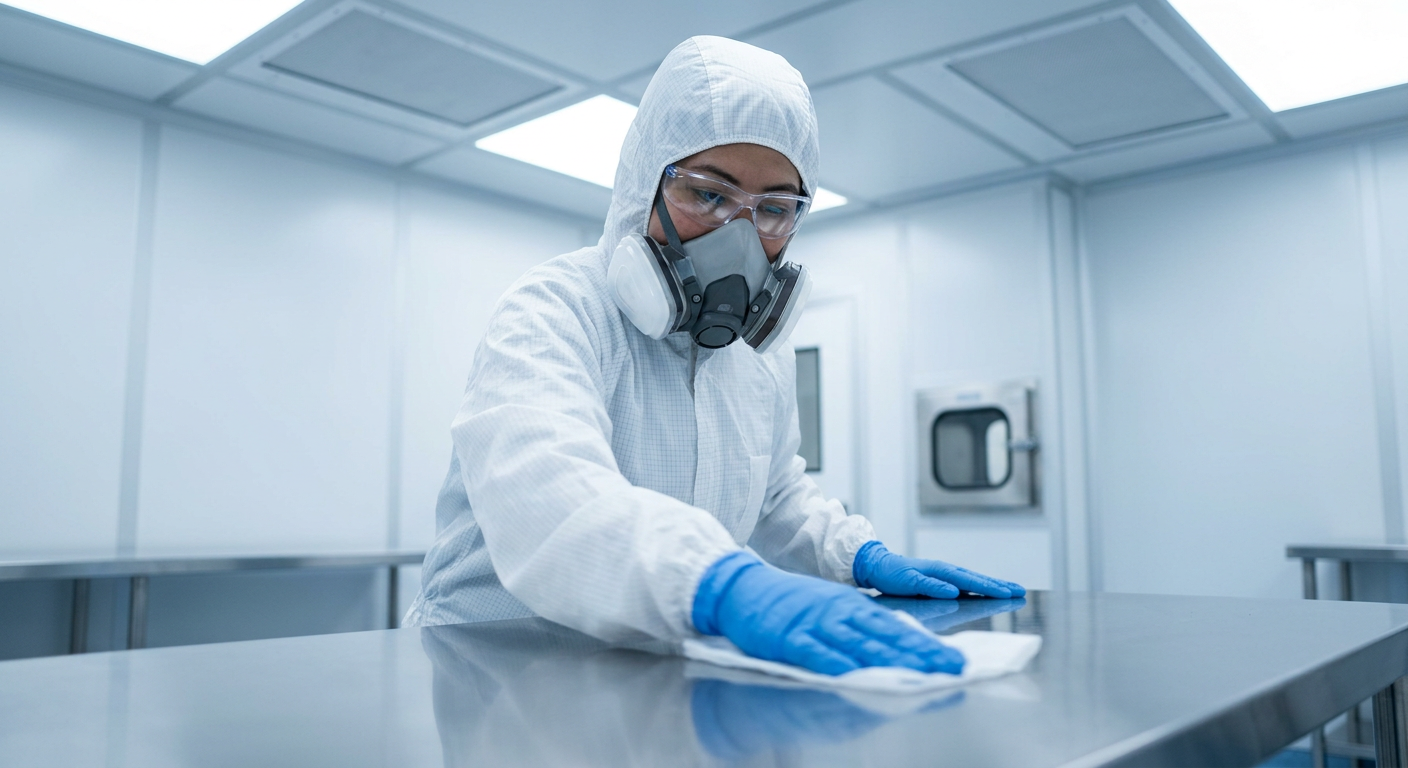wiping down cleanroom